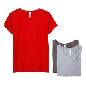 Marky G Apparel Women's Fine Jersey V-Neck Longer Length T-Shirt (Pack of 3), Ch